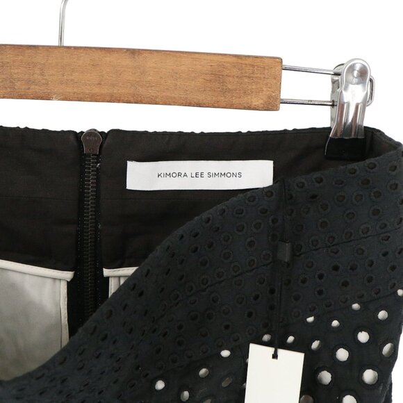 NWT Kimora Lee Simmons Eyelet Black White Asymmetrical Ruffle Hem Skirt 10 - Picture 9 of 9